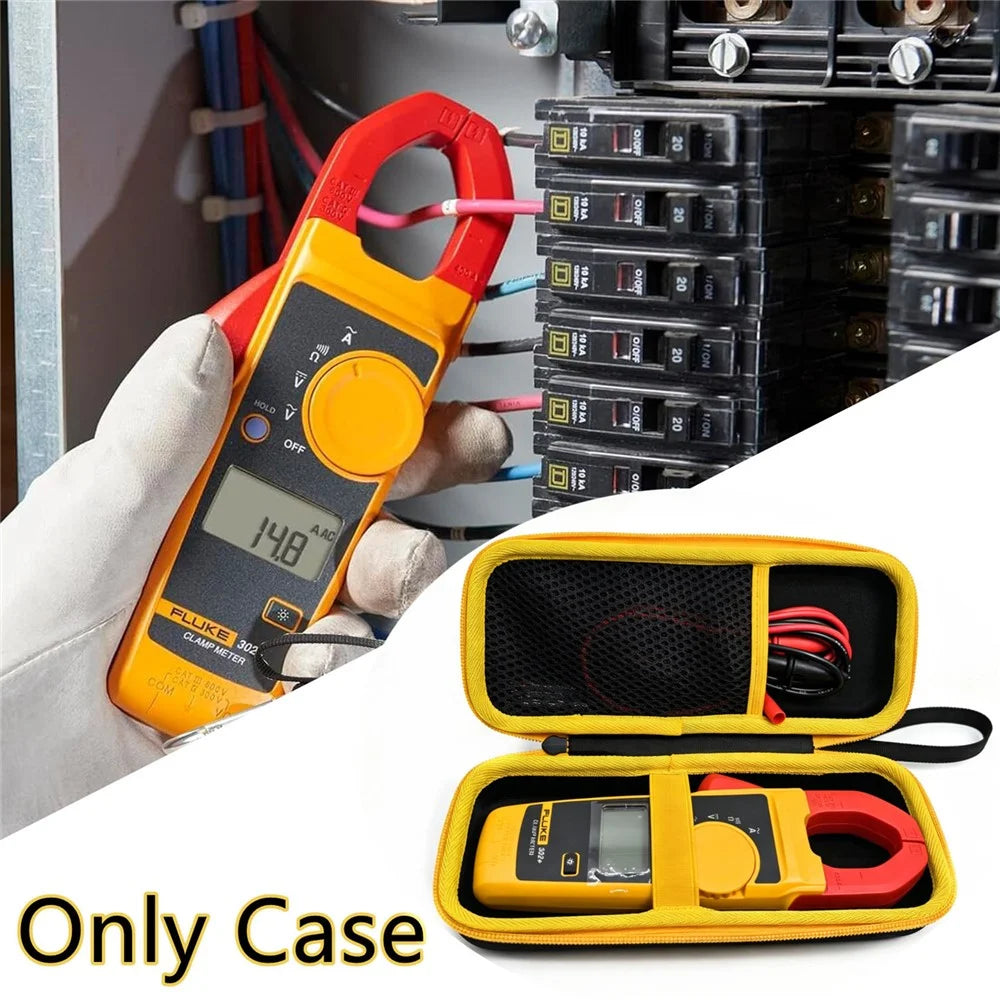 Hard Case for Fluke 323  /  324  /  325  /  302  /  303  /  305 Multimeter Portable Outdoor EVA Protective Carrying Storage Box - Black  /  Yellow - 7
