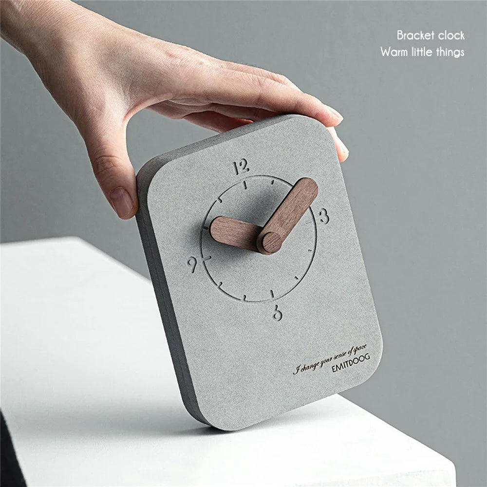 Silent Desk Wall Hanging Clock Bedroom Bedside Clock with Bracket Stand for Home Office Decoration - Grey - 3