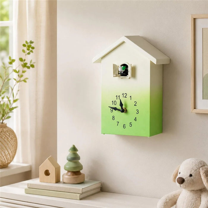 Cuckoo Clock Wall Clock Fairy Tale House Design Hourly Chime Bird Pendulum Decorative Clock for Living Room Kids Room - T62  /  Green - 1