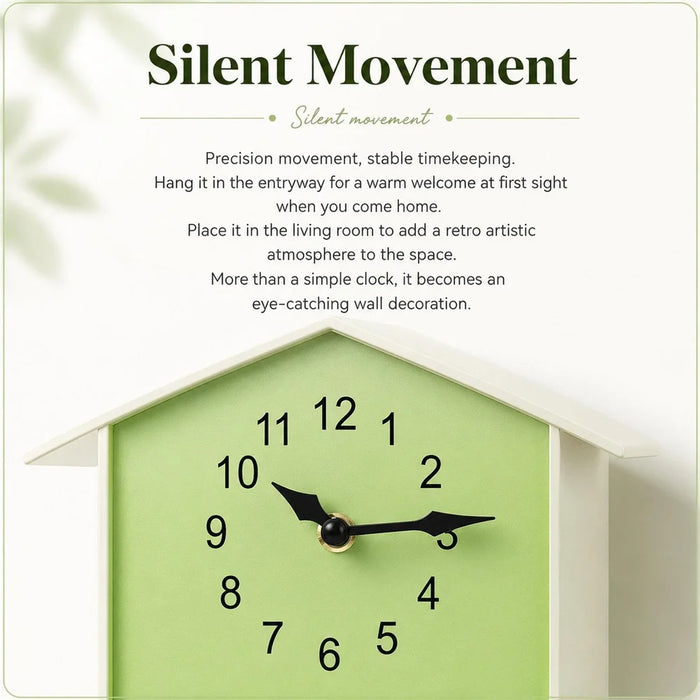 Cuckoo Clock Wall Clock Fairy Tale House Design Hourly Chime Bird Pendulum Decorative Clock for Living Room Kids Room - T62  /  Green - 5