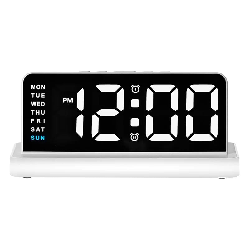GH9020 LED Digital Clock 20cm Large Screen Multifunctional Alarm Clock with Night Light - White Case White Light - 1