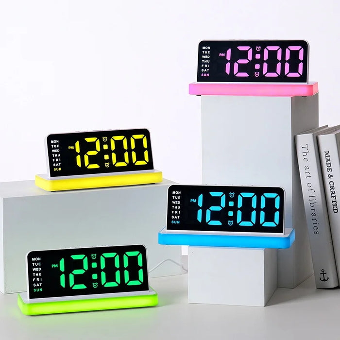 GH9020 LED Digital Clock 20cm Large Screen Multifunctional Alarm Clock with Night Light - White Case White Light - 3