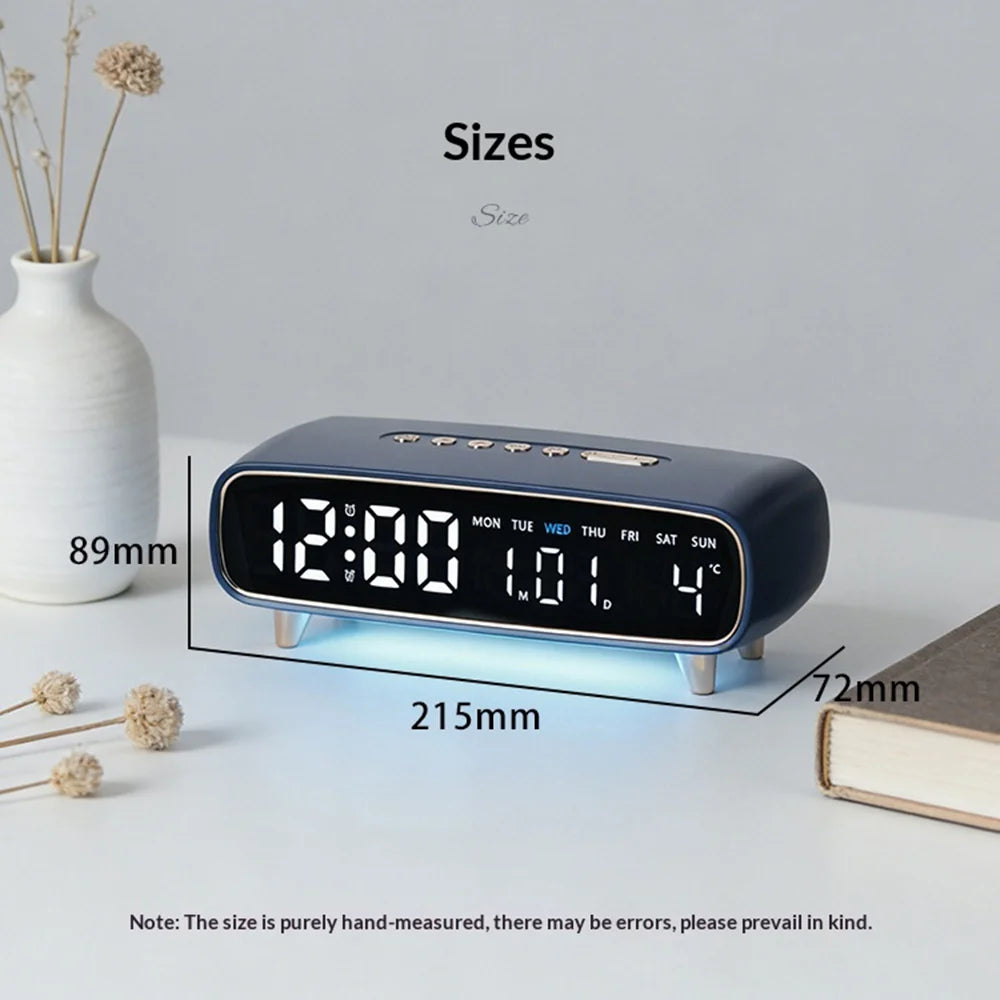 2819 Temperature Display LED Digital Clock Multifunctional Alarm Clock with Atmosphere Light - White - 6