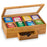 Acrylic Clear Lid Bamboo Tea Box 8 Compartments Storage Organizer with Drawer for Tea Bags - Bamboo Color - 2