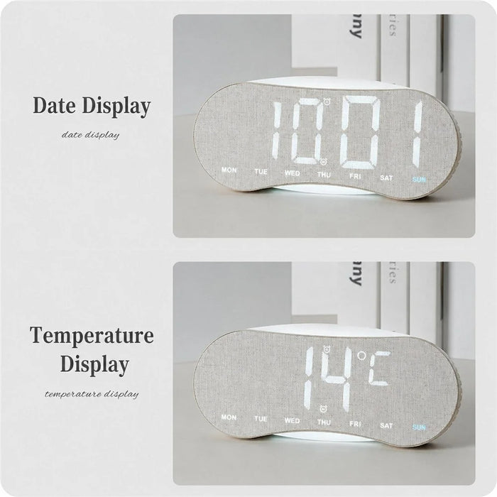 LED Digital Clock Curved Screen Time Date Large Display Adjustable Brightness Wall Desk Clock - GH9031 Black Shell  /  Blue Light - 3