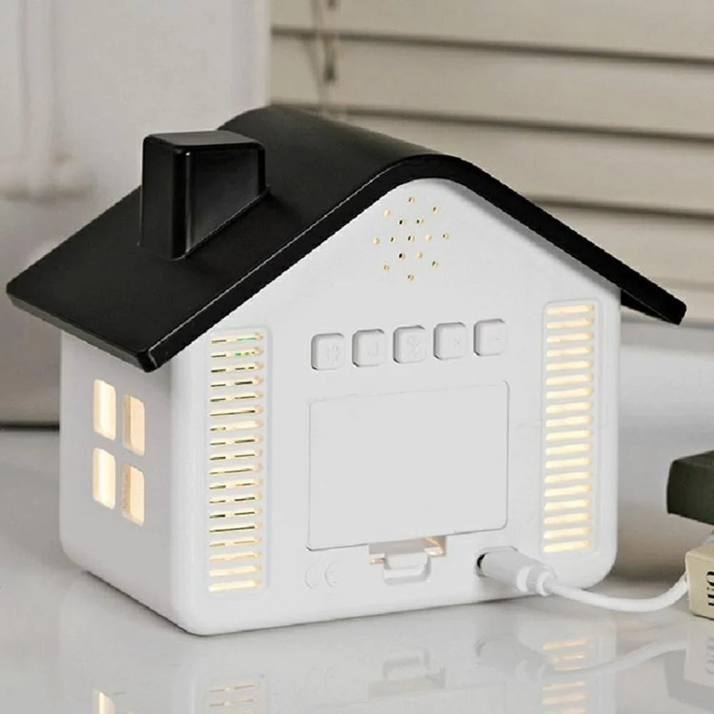 House Shaped LED Digital Alarm Clock with Night Light Dual Alarms 4-Level Brightness Bedside Clock - GH9033 Black  /  White Light - 6
