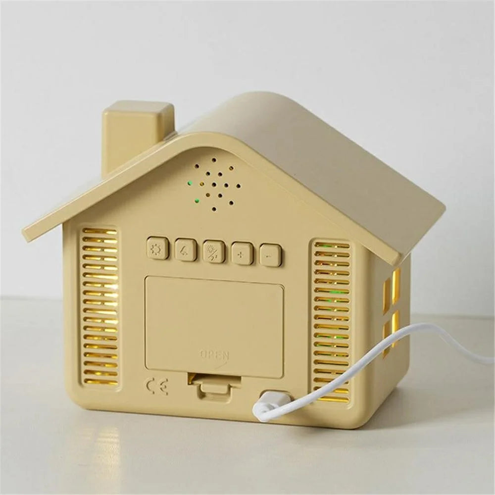 House Shaped Digital Alarm Clock LED Night Light Dual Alarm 4-Level Brightness Bedside Table Clock - GH8063  /  Yellow - 4