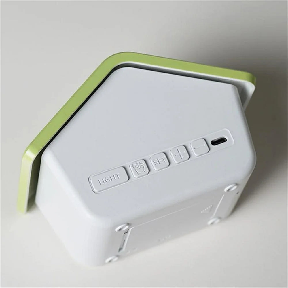 House-Shaped Cuckoo Digital Alarm Clock LED 8-Color Night Light Dual Alarm Snooze Silent Clock - 6698  /  Blue - 6