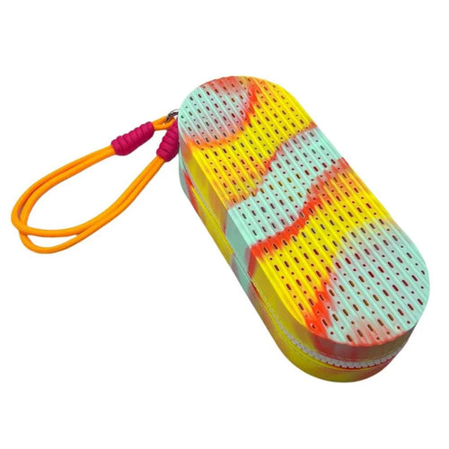 Tie Dye Swimming Goggles Silicone Case Breathable Anti Drop Eyewear Portable Storage Box - Red / Yellow / Blue - 1