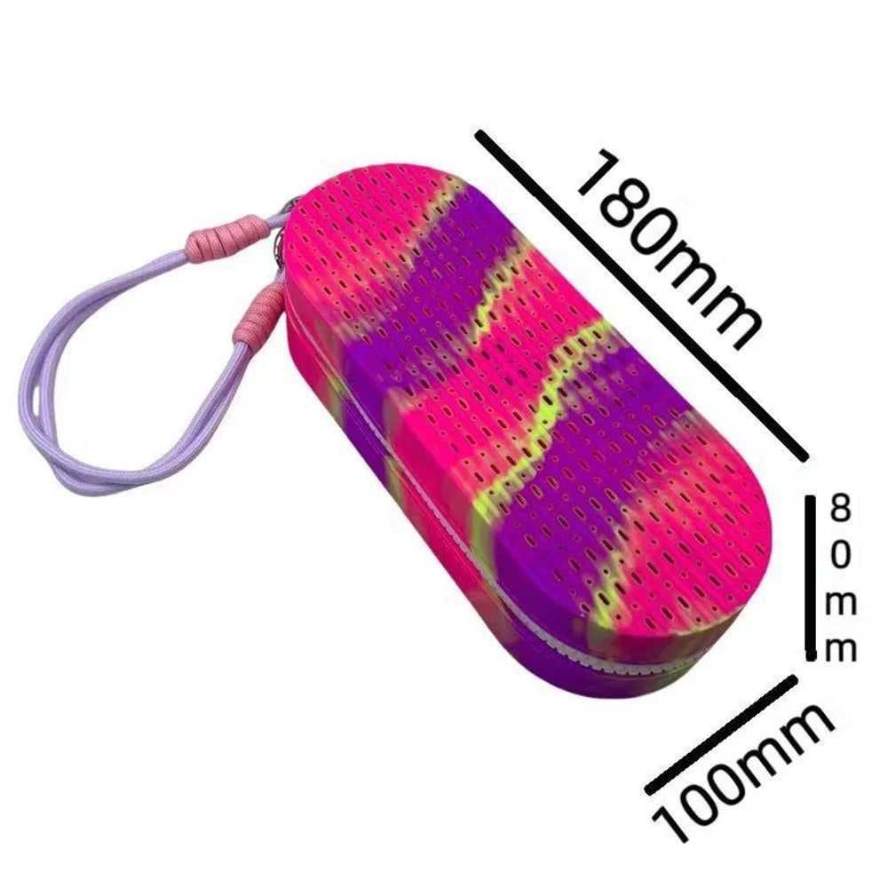 Tie Dye Swimming Goggles Silicone Case Breathable Anti Drop Eyewear Portable Storage Box - Red / Yellow / Blue - 5