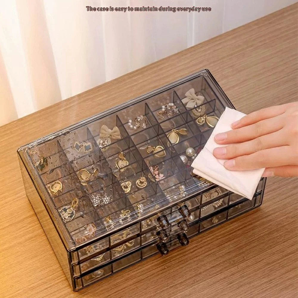 72 Grids 3-Layer Jewelry Organizer Box Plastic Storage Drawer for Rings Earrings Beads - Grey - 6