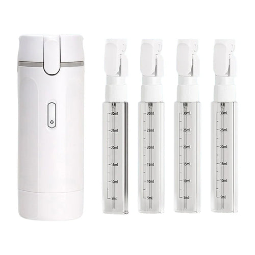 4 in 1 Travel Bottle Set 30ml Foldable Press Pump Dispenser for Lotion Cosmetics (with Sticker) - Gray White - 1