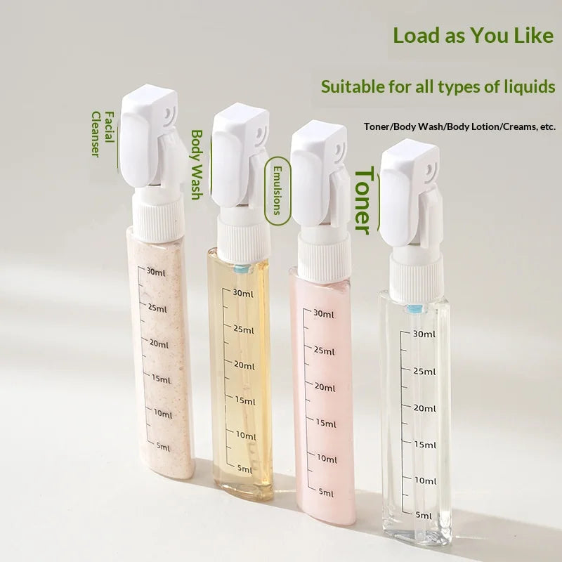 4 in 1 Travel Bottle Set 30ml Foldable Press Pump Dispenser for Lotion Cosmetics (with Sticker) - Gray White - 3