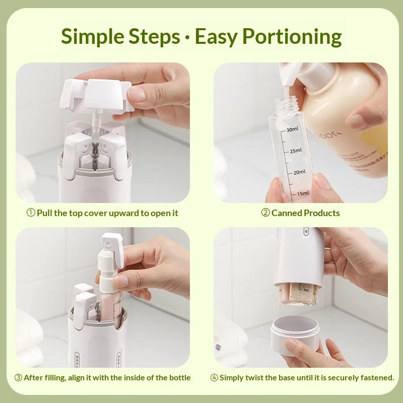 4 in 1 Travel Bottle Set 30ml Foldable Press Pump Dispenser for Lotion Cosmetics (with Sticker) - Gray White - 5