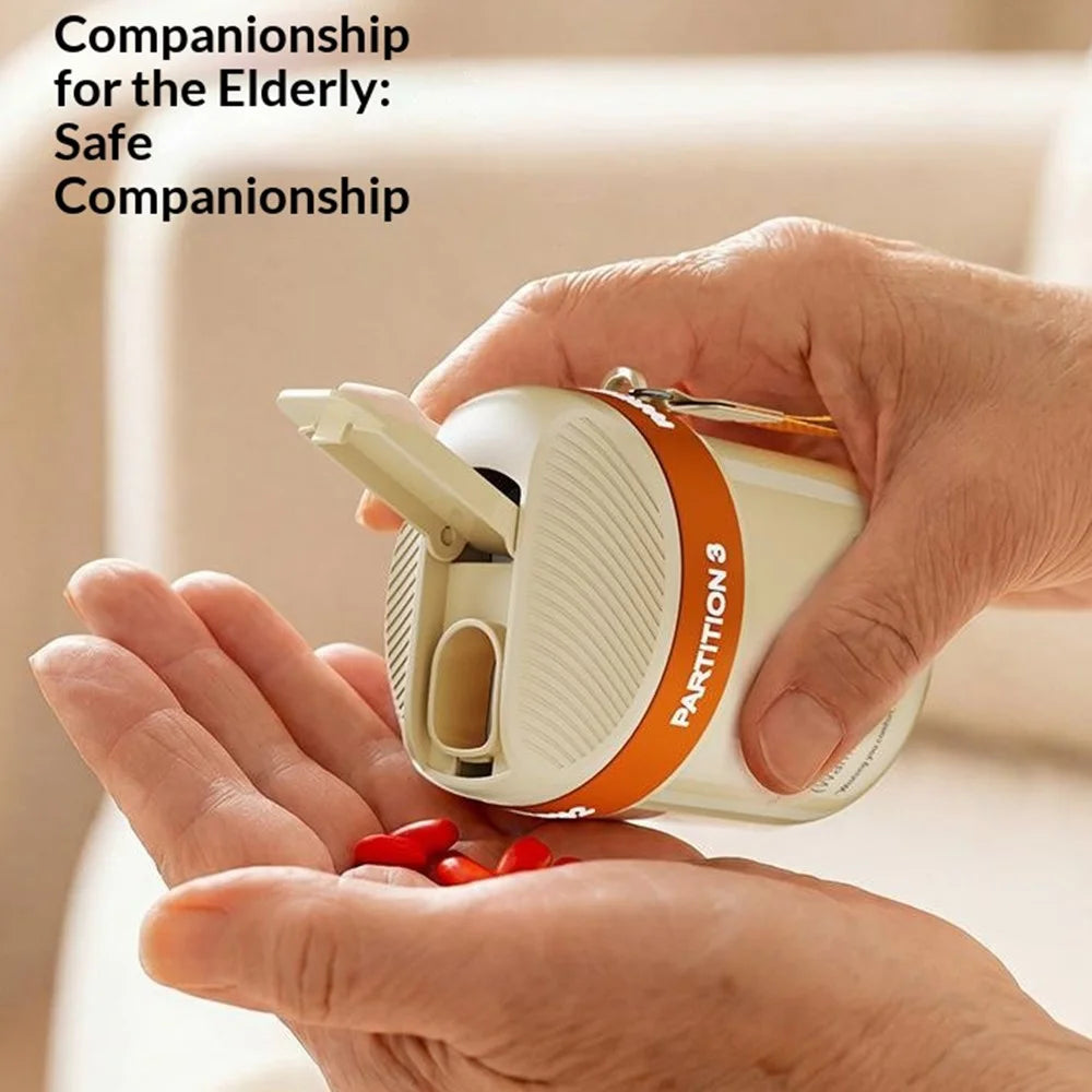 4 Compartments Rotating Pill Box Portable Medicine Organizer for Travel - Orange - 7