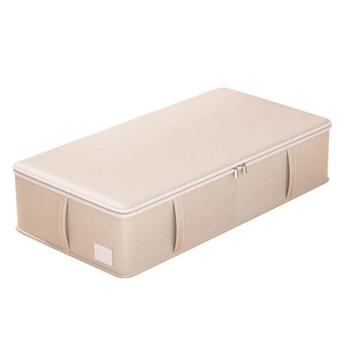 80x47x18cm Under Bed Storage Box Large Capacity Foldable Clothes Organizer with Handles - Beige - 1