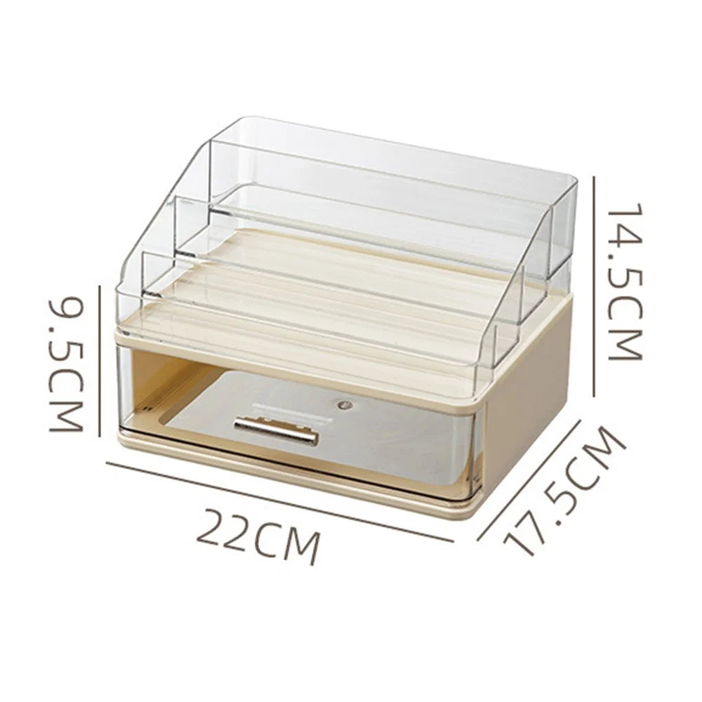 1 Layer Drawer-Style Cosmetic Storage Organizer Desktop Compartment Storage Box - Beige - 4