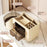 Cosmetics Organizer 360° Rotating Tray Double Drawer Desktop Storage Box - Beige - 5