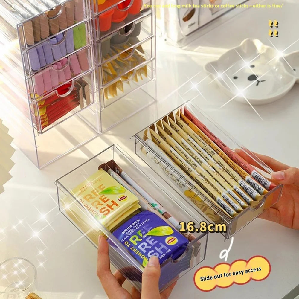 5-Layer Desktop Drawer Storage Organizer Large Capacity for Coffee Capsules Tea Bags - Clear - 4