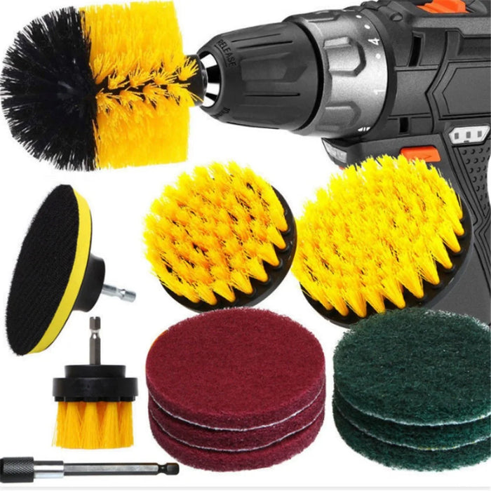 12Pcs HX806-1 Electric Washing Brush Electric Drill Set Power Scrubber for Car Bathroom Kitchen Cleaning Tools - 1