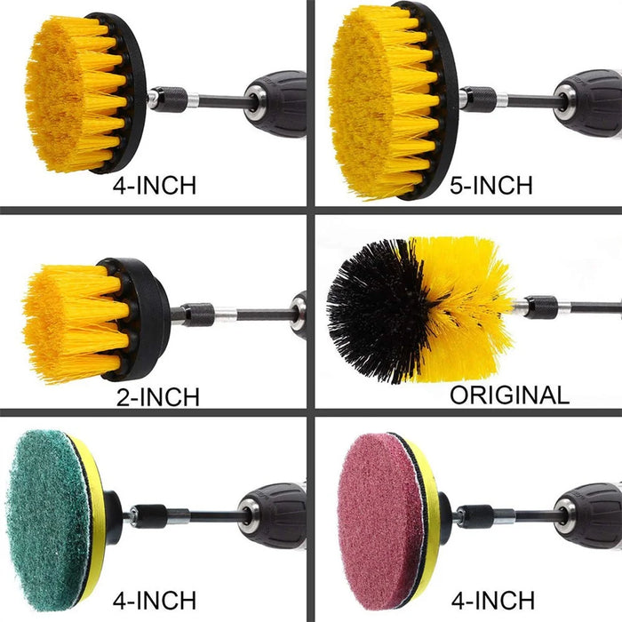 12Pcs HX806-1 Electric Washing Brush Electric Drill Set Power Scrubber for Car Bathroom Kitchen Cleaning Tools - 3