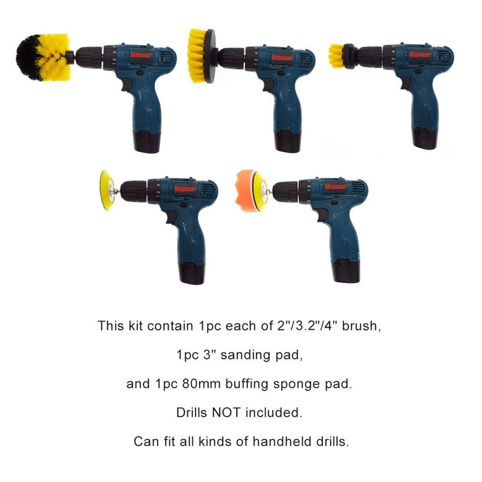 12Pcs HX806-1 Electric Washing Brush Electric Drill Set Power Scrubber for Car Bathroom Kitchen Cleaning Tools - 4