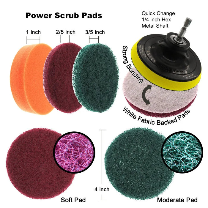 12Pcs HX806-1 Electric Washing Brush Electric Drill Set Power Scrubber for Car Bathroom Kitchen Cleaning Tools - 5