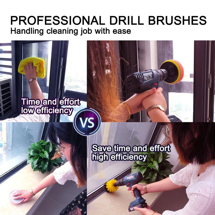 18Pcs 1908 Electric Washing Brush Electric Drill Attachment Set Power Scrubber for Car Bathroom Kitchen - 2
