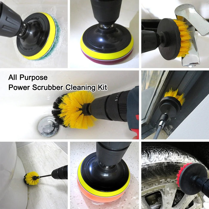 18Pcs 1908 Electric Washing Brush Electric Drill Attachment Set Power Scrubber for Car Bathroom Kitchen - 4