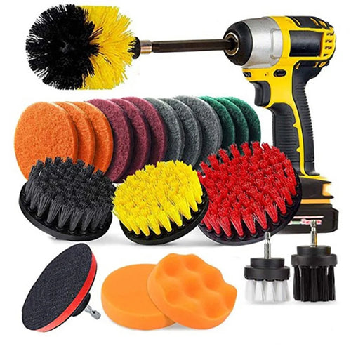 22Pcs 192922 Electric Drill Brush Set Scrub Pads and Sponge Bathroom Surfaces Tub Tile Power Scrubber Cleaning Kit - 1