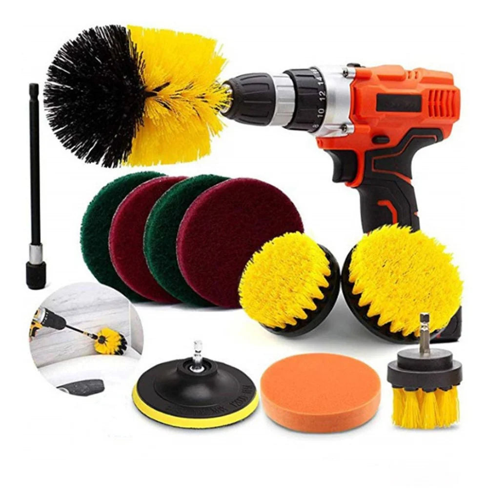 11Pcs HX524-1 Drill Brush Attachment Set Scrubbing Brushes Cleaning Kit for Bathroom Surfaces Grout Tile Kitchen - 1