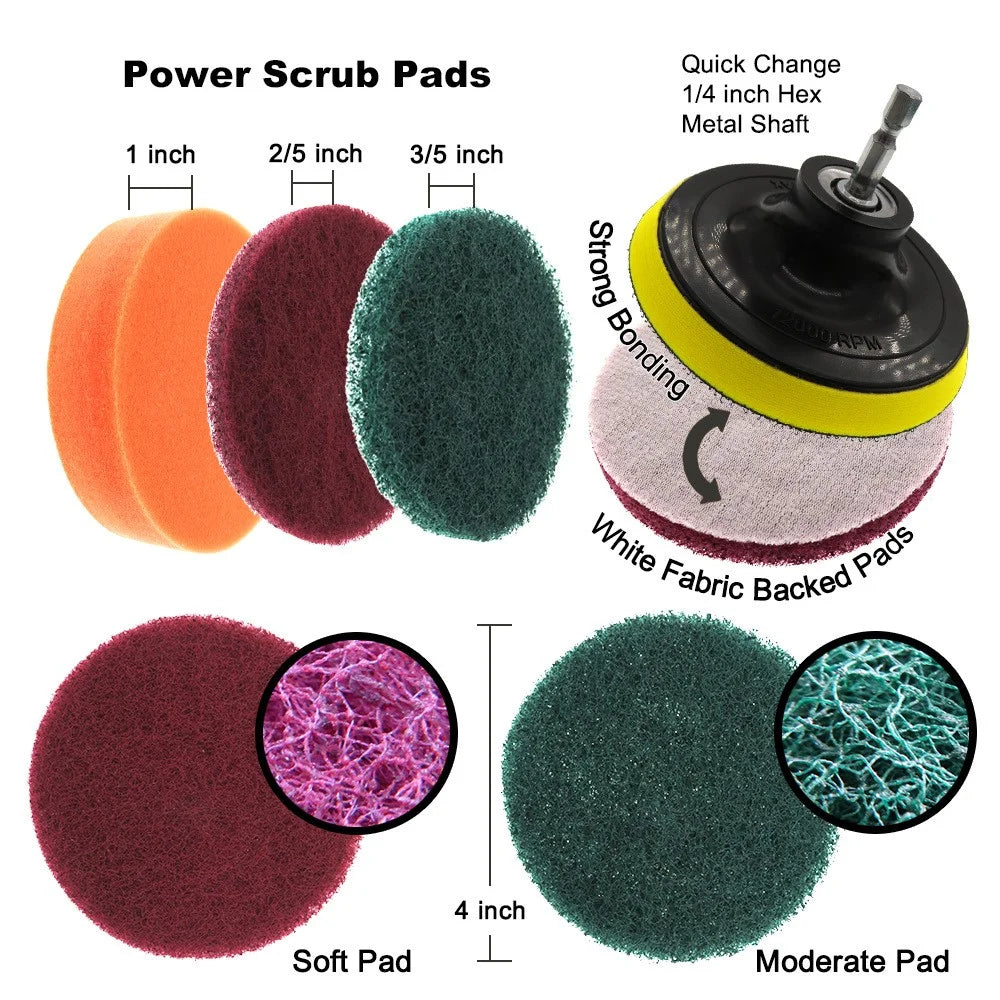 11Pcs HX524-1 Drill Brush Attachment Set Scrubbing Brushes Cleaning Kit for Bathroom Surfaces Grout Tile Kitchen - 2