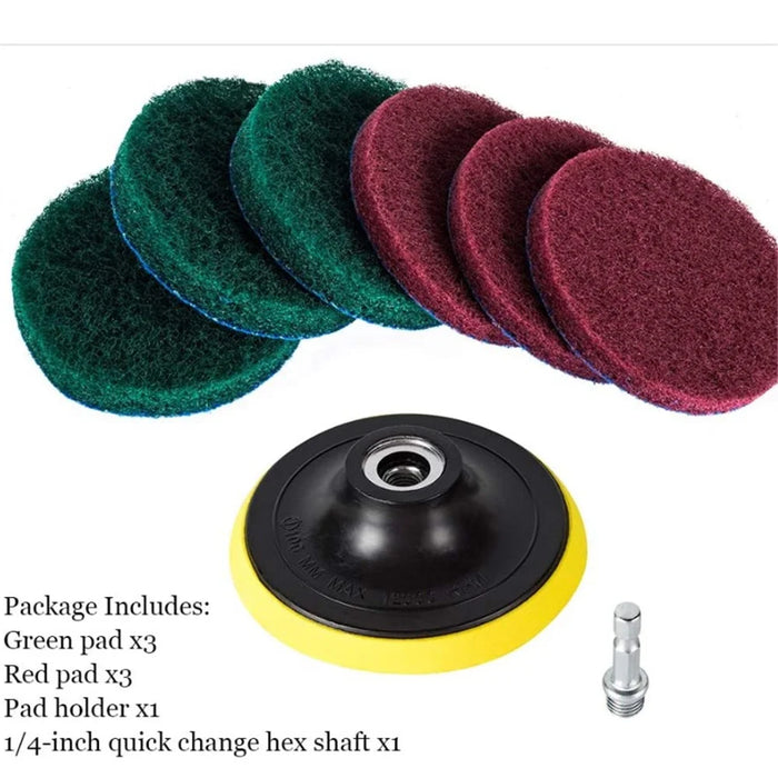 7pcs Electric Drill Sticky Disc Set Cleaning Brush Car Wheel Polishing Grinding Brushes Set Buffing Disc Kit - 5