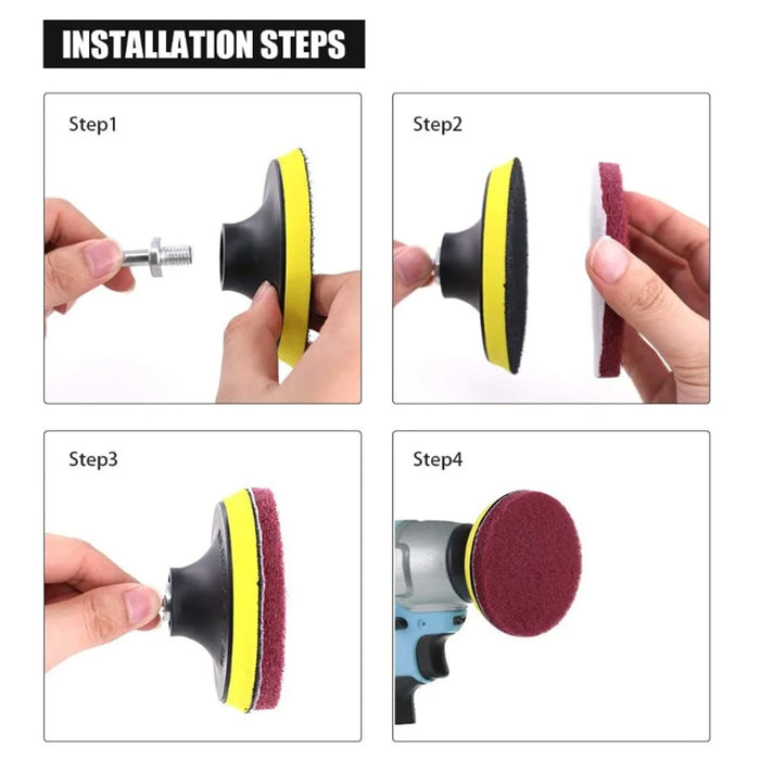 7pcs Electric Drill Sticky Disc Set Cleaning Brush Car Wheel Polishing Grinding Brushes Set Buffing Disc Kit - 6