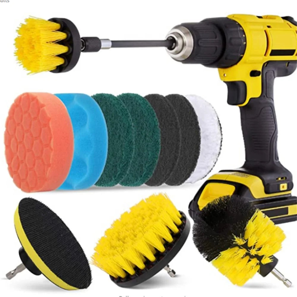 12Pcs Electirc Drill Brush Set Power Scrubber Cleaner Kit for Car Bathroom Kitchen Cleaning Tool - 1