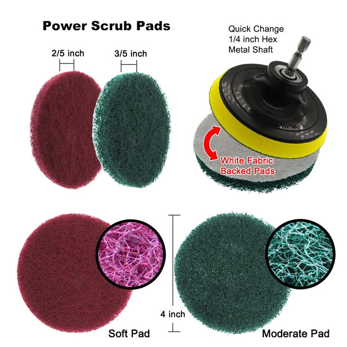 12Pcs Electirc Drill Brush Set Power Scrubber Cleaner Kit for Car Bathroom Kitchen Cleaning Tool - 2