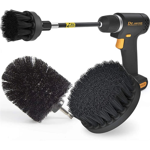 HX666 4pcs/set Drill Power Scrub Clean Brush Kit Electric Cleaning Brushes Set for Car Grout Tiles Bathroom - Black - 1