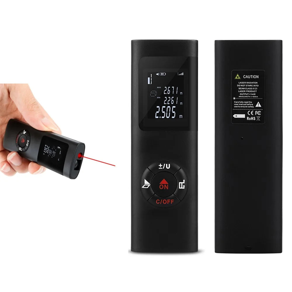 40m Multifunctional LCD Digital Laser Meter Mini Smart Rangefinder Portable Distance Measuring Tool Support USB Charging - Black - 1