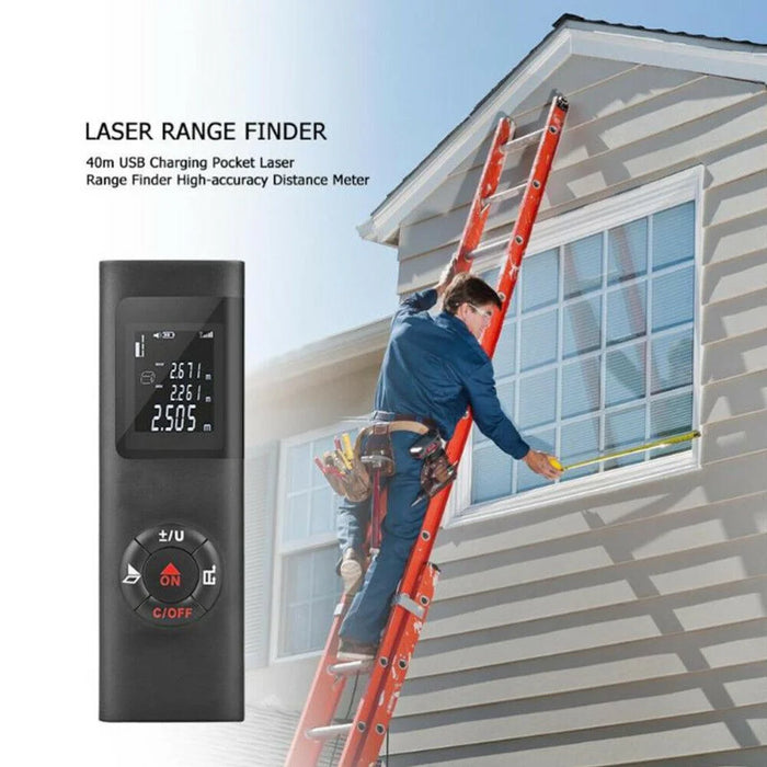40m Multifunctional LCD Digital Laser Meter Mini Smart Rangefinder Portable Distance Measuring Tool Support USB Charging - Black - 5