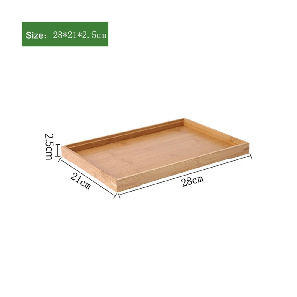 28*21*2.5cm Raised Edge Design Bamboo Food Serving Tray Decorative Trays for Living Room/Restaurants - 3