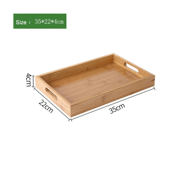 35*22*4cm Wide Handles Design Drink/Food/Snack Serving Tray Bamboo Trays for Living Room/Restaurants - 3