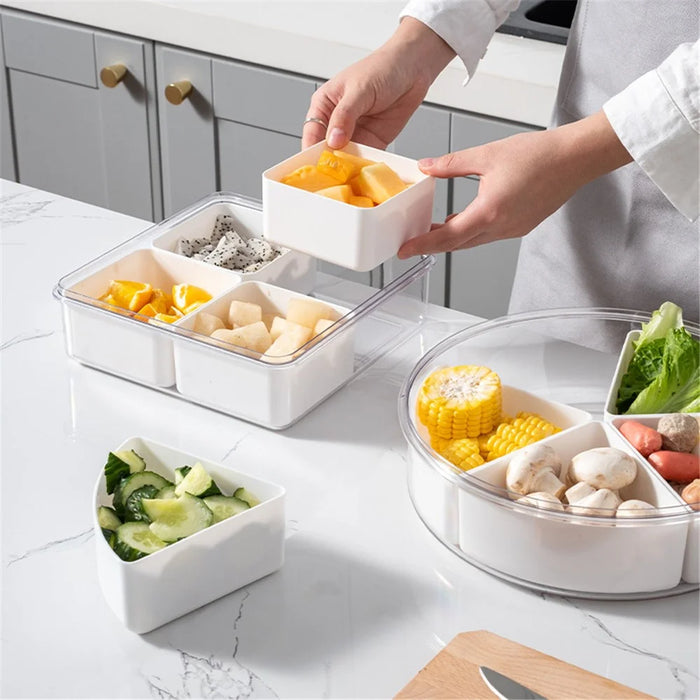 YM-6424-1 20PCS Refrigerator Organizer Bins Detachable 4-Grid Fridge Food Storage Bins Organizer Boxes (No FDA Certificate, BPA-free) - 2