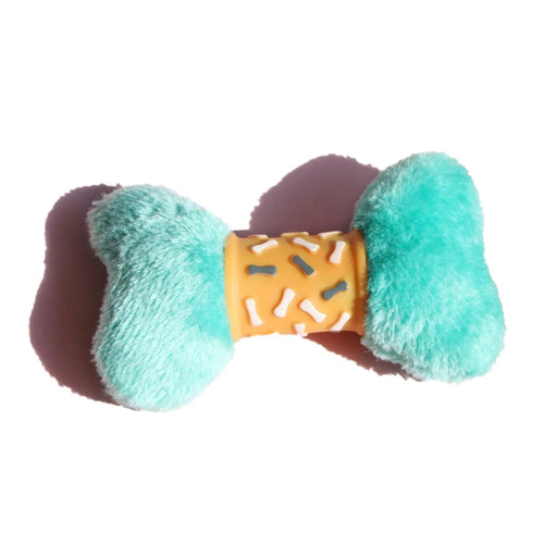 TG-CTOYO63 Plush + Vinyl Bone Shape Pet Chewing Toy Squeaky Dog Bite Catch Toy Pet Gift - Green - 1