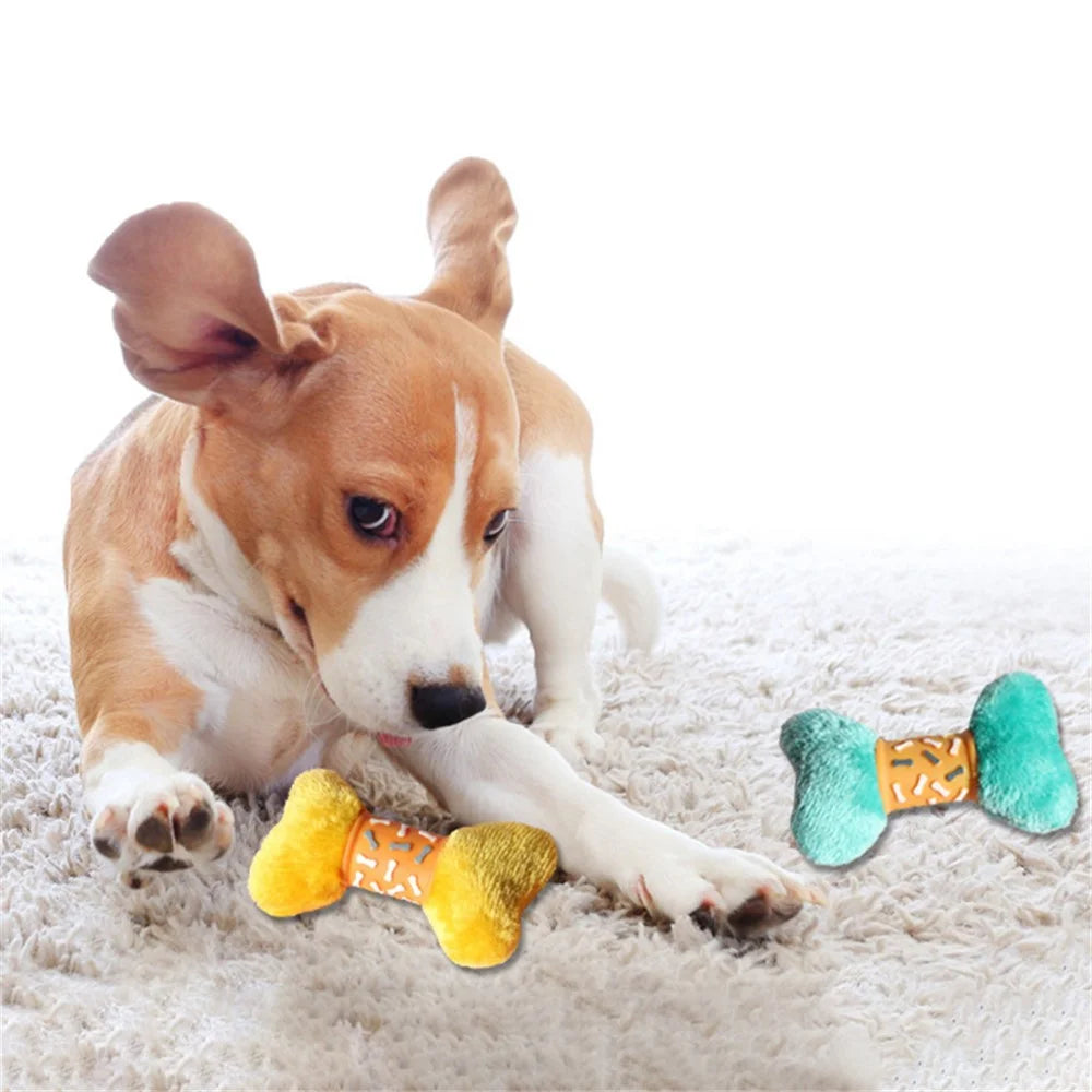 TG-CTOYO63 Plush + Vinyl Bone Shape Pet Chewing Toy Squeaky Dog Bite Catch Toy Pet Gift - Green - 2