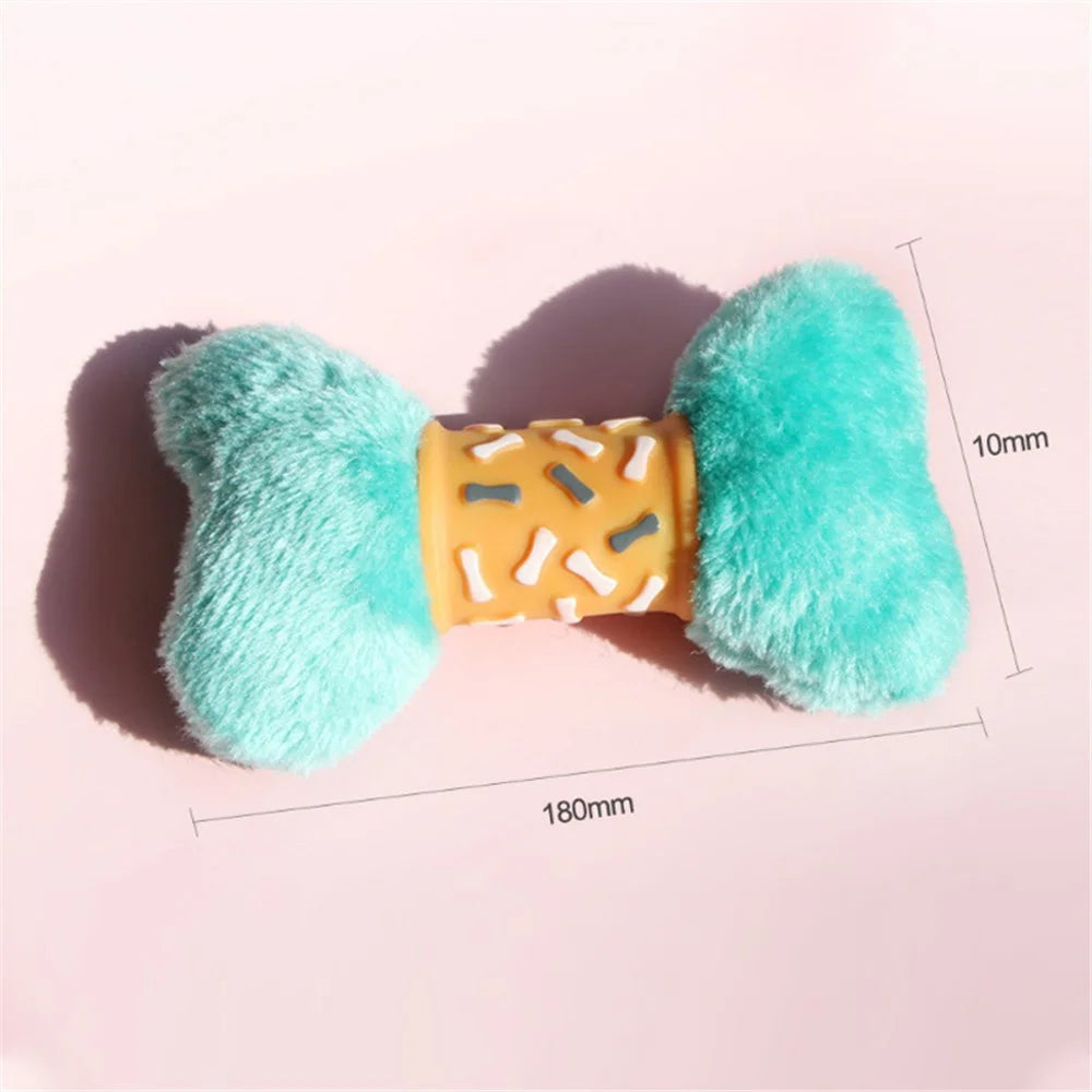 TG-CTOYO63 Plush + Vinyl Bone Shape Pet Chewing Toy Squeaky Dog Bite Catch Toy Pet Gift - Green - 3
