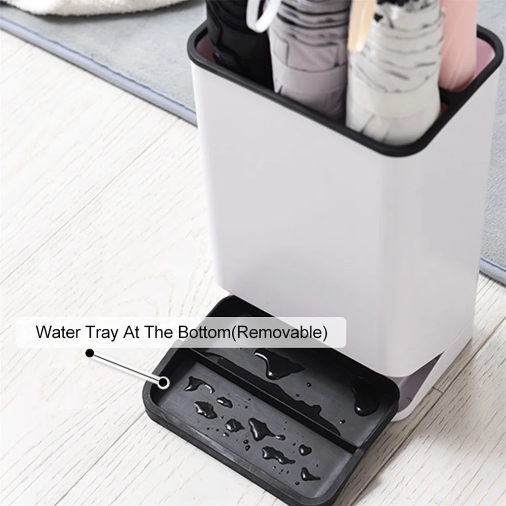 Umbrella Stand with Drip Tray 6 Holes Umbrella Holder Stand Plastic Detachable Umbrella Storage Rack - Black - 6