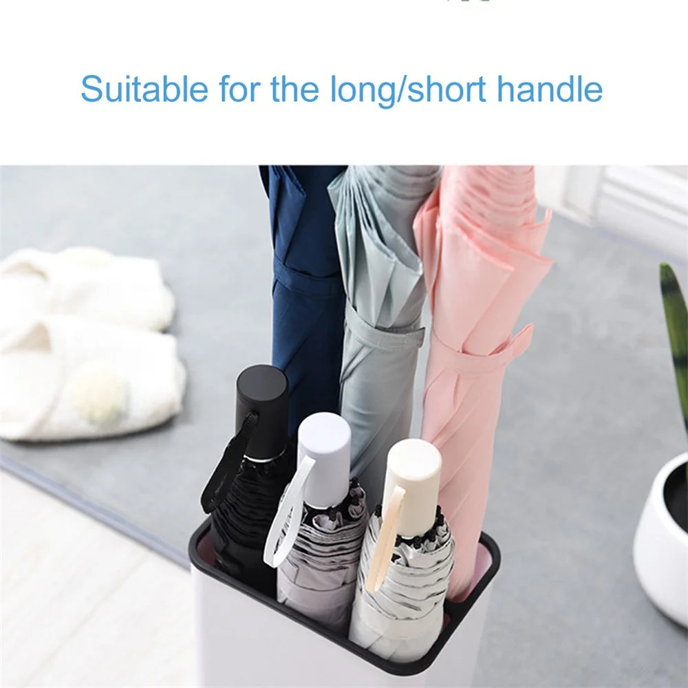 Umbrella Stand with Drip Tray 6 Holes Umbrella Holder Stand Plastic Detachable Umbrella Storage Rack - Black - 7