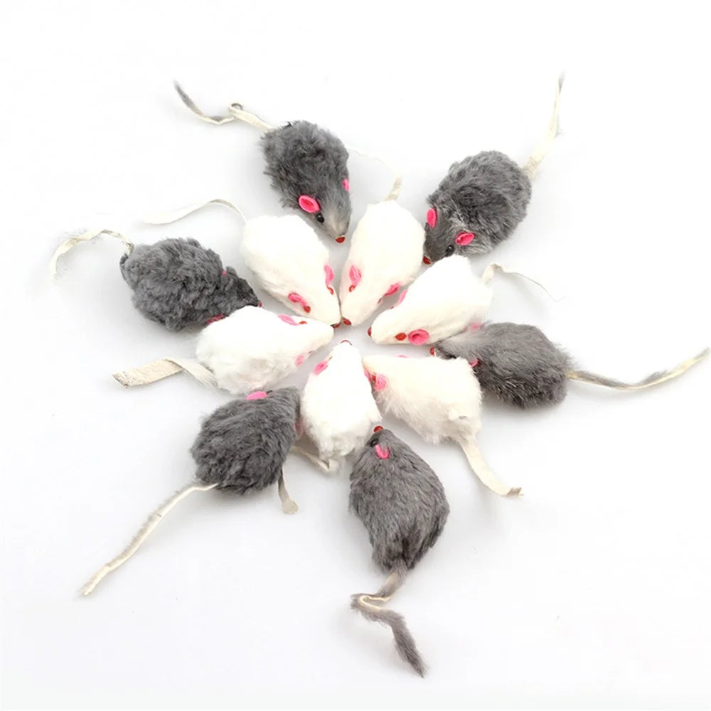 TG-CTOY0022 12Pcs Fur Mouse Imitation Mice Pet Cat Chewing Catch Playing Toy Pet Gift - 1