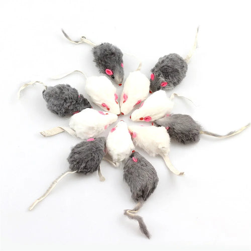 TG-CTOY0022 12Pcs Fur Mouse Imitation Mice Pet Cat Chewing Catch Playing Toy Pet Gift - 1