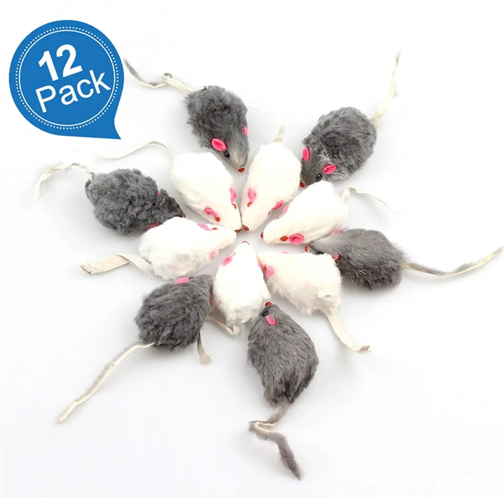 TG-CTOY0022 12Pcs Fur Mouse Imitation Mice Pet Cat Chewing Catch Playing Toy Pet Gift - 6